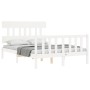 White solid wood bed frame with headboard 120x200 cm by vidaXL, Beds and slatted bases - Ref: Foro24-3193332, Price: 125,40 €...