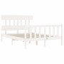 White solid wood bed frame with headboard 120x200 cm by vidaXL, Beds and slatted bases - Ref: Foro24-3193332, Price: 125,40 €...