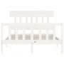 Estructura de cama con cabecero madera maciza blanco 120x200 cm de vidaXL, Camas y somieres - Ref: Foro24-3193332, Precio: 12...
