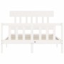 White solid wood bed frame with headboard 120x200 cm by vidaXL, Beds and slatted bases - Ref: Foro24-3193332, Price: 125,40 €...