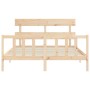 Bed frame with solid wood headboard 160x200 cm by vidaXL, Beds and slatted bases - Ref: Foro24-3193281, Price: 126,54 €, Disc...