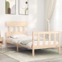 Bed frame with solid wood headboard 90x200 cm by vidaXL, Beds and slatted bases - Ref: Foro24-3193321, Price: 86,20 €, Discou...