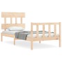 Bed frame with solid wood headboard 90x200 cm by vidaXL, Beds and slatted bases - Ref: Foro24-3193321, Price: 86,20 €, Discou...