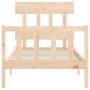 Bed frame with solid wood headboard 90x200 cm by vidaXL, Beds and slatted bases - Ref: Foro24-3193321, Price: 86,20 €, Discou...