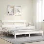 Double bed frame with white solid wood headboard by vidaXL, Beds and slatted bases - Ref: Foro24-3193547, Price: 154,49 €, Di...