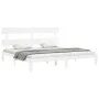 Double bed frame with white solid wood headboard by vidaXL, Beds and slatted bases - Ref: Foro24-3193547, Price: 154,49 €, Di...