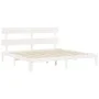 Double bed frame with white solid wood headboard by vidaXL, Beds and slatted bases - Ref: Foro24-3193547, Price: 154,49 €, Di...