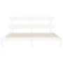Double bed frame with white solid wood headboard by vidaXL, Beds and slatted bases - Ref: Foro24-3193547, Price: 154,49 €, Di...