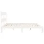 Double bed frame with white solid wood headboard by vidaXL, Beds and slatted bases - Ref: Foro24-3193547, Price: 154,49 €, Di...