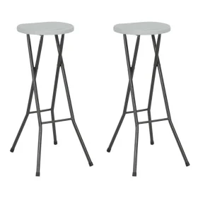 Taburetes de jardín plegables 2 uds HDPE y acero blancas de vidaXL, Sillas de jardín - Ref: Foro24-44562, Precio: 62,02 €, De...