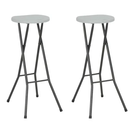 Folding garden stools 2 pcs HDPE and steel white by vidaXL, Garden chairs - Ref: Foro24-44562, Price: 67,09 €, Discount: %