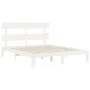White solid wood bed frame with headboard 160x200 cm by vidaXL, Beds and slatted bases - Ref: Foro24-3193542, Price: 146,69 €...