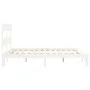 White solid wood bed frame with headboard 160x200 cm by vidaXL, Beds and slatted bases - Ref: Foro24-3193542, Price: 146,69 €...