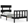 Single bed frame with black solid wood headboard by vidaXL, Beds and slatted bases - Ref: Foro24-3193235, Price: 115,60 €, Di...