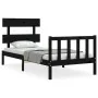 Single bed frame with black solid wood headboard by vidaXL, Beds and slatted bases - Ref: Foro24-3193235, Price: 114,09 €, Di...