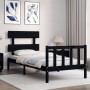 Single bed frame with black solid wood headboard by vidaXL, Beds and slatted bases - Ref: Foro24-3193235, Price: 115,60 €, Di...