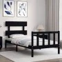 Single bed frame with black solid wood headboard by vidaXL, Beds and slatted bases - Ref: Foro24-3193235, Price: 114,09 €, Di...