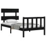 Single bed frame with black solid wood headboard by vidaXL, Beds and slatted bases - Ref: Foro24-3193235, Price: 115,60 €, Di...
