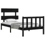 Single bed frame with black solid wood headboard by vidaXL, Beds and slatted bases - Ref: Foro24-3193235, Price: 114,09 €, Di...