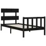 Single bed frame with black solid wood headboard by vidaXL, Beds and slatted bases - Ref: Foro24-3193235, Price: 114,09 €, Di...
