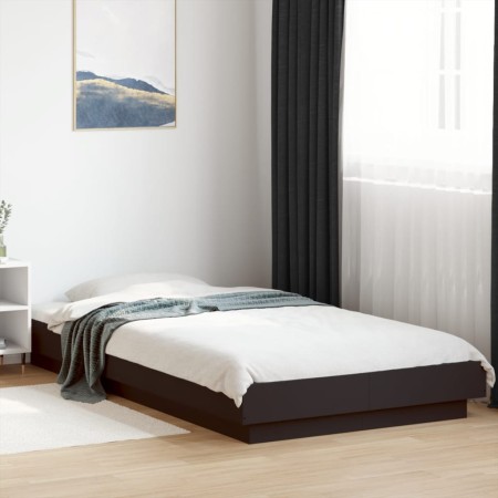 Estructura de cama madera de ingeniería negra 75x190 cm