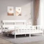 Doppelbettgestell mit weißem Massivholz-Kopfteil von vidaXL, Betten und Lattenroste - Ref: Foro24-3193287, Preis: 154,78 €, R...