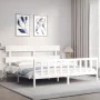 Double bed frame with white solid wood headboard by vidaXL, Beds and slatted bases - Ref: Foro24-3193287, Price: 154,82 €, Di...