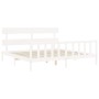 Double bed frame with white solid wood headboard by vidaXL, Beds and slatted bases - Ref: Foro24-3193287, Price: 156,96 €, Di...
