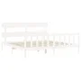 Double bed frame with white solid wood headboard by vidaXL, Beds and slatted bases - Ref: Foro24-3193287, Price: 154,82 €, Di...