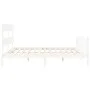 Double bed frame with white solid wood headboard by vidaXL, Beds and slatted bases - Ref: Foro24-3193287, Price: 154,82 €, Di...