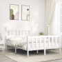 Double bed frame with white solid wood headboard by vidaXL, Beds and slatted bases - Ref: Foro24-3193307, Price: 125,71 €, Di...