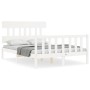 Double bed frame with white solid wood headboard by vidaXL, Beds and slatted bases - Ref: Foro24-3193307, Price: 125,71 €, Di...