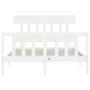 Double bed frame with white solid wood headboard by vidaXL, Beds and slatted bases - Ref: Foro24-3193307, Price: 124,09 €, Di...