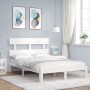 Weißer Massivholzbettrahmen mit Kopfteil 120x200 cm von vidaXL, Betten und Lattenroste - Ref: Foro24-3193527, Preis: 132,04 €...