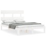 White solid wood bed frame with headboard 120x200 cm by vidaXL, Beds and slatted bases - Ref: Foro24-3193527, Price: 132,04 €...