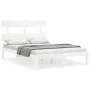 White solid wood bed frame with headboard 120x200 cm by vidaXL, Beds and slatted bases - Ref: Foro24-3193527, Price: 130,35 €...