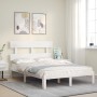 Weißer Massivholzbettrahmen mit Kopfteil 120x200 cm von vidaXL, Betten und Lattenroste - Ref: Foro24-3193527, Preis: 132,04 €...