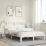 White solid wood bed frame with headboard 120x200 cm by vidaXL, Beds and slatted bases - Ref: Foro24-3193527, Price: 130,35 €...