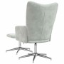 Sillón de relax con taburete terciopelo gris claro