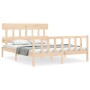 Bed frame with solid wood headboard 160x200 cm by vidaXL, Beds and slatted bases - Ref: Foro24-3193346, Price: 130,06 €, Disc...