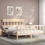 Bed frame with solid wood headboard 160x200 cm by vidaXL, Beds and slatted bases - Ref: Foro24-3193346, Price: 128,42 €, Disc...