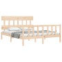 Bed frame with solid wood headboard 160x200 cm by vidaXL, Beds and slatted bases - Ref: Foro24-3193346, Price: 130,06 €, Disc...
