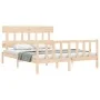 Bed frame with solid wood headboard 160x200 cm by vidaXL, Beds and slatted bases - Ref: Foro24-3193346, Price: 128,42 €, Disc...