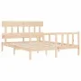 Bed frame with solid wood headboard 160x200 cm by vidaXL, Beds and slatted bases - Ref: Foro24-3193346, Price: 128,42 €, Disc...