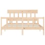 Bed frame with solid wood headboard 160x200 cm by vidaXL, Beds and slatted bases - Ref: Foro24-3193346, Price: 130,06 €, Disc...