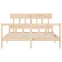 Bed frame with solid wood headboard 160x200 cm by vidaXL, Beds and slatted bases - Ref: Foro24-3193346, Price: 128,42 €, Disc...
