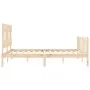 Bed frame with solid wood headboard 160x200 cm by vidaXL, Beds and slatted bases - Ref: Foro24-3193346, Price: 128,42 €, Disc...