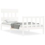 White solid wood bed frame with headboard by vidaXL, Beds and slatted bases - Ref: Foro24-3193302, Price: 98,76 €, Discount: %