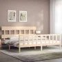 Bed frame with solid wood headboard 200x200 cm by vidaXL, Beds and slatted bases - Ref: Foro24-3193356, Price: 141,67 €, Disc...