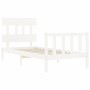 White solid wood bed frame with headboard by vidaXL, Beds and slatted bases - Ref: Foro24-3193302, Price: 98,76 €, Discount: %